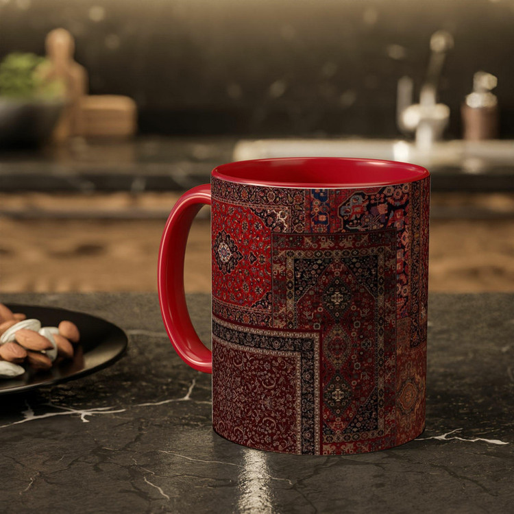ماگ مدل دسته رنگی طرح فرش