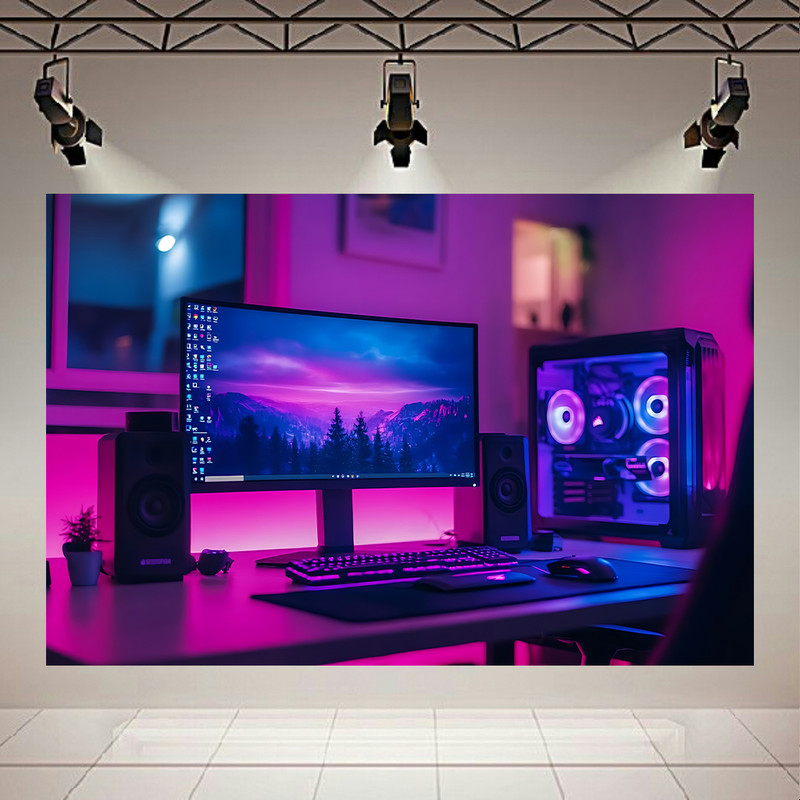 تابلو بوم طرح سیستم گیمینگ مدل نئون بنفش کد PD30061