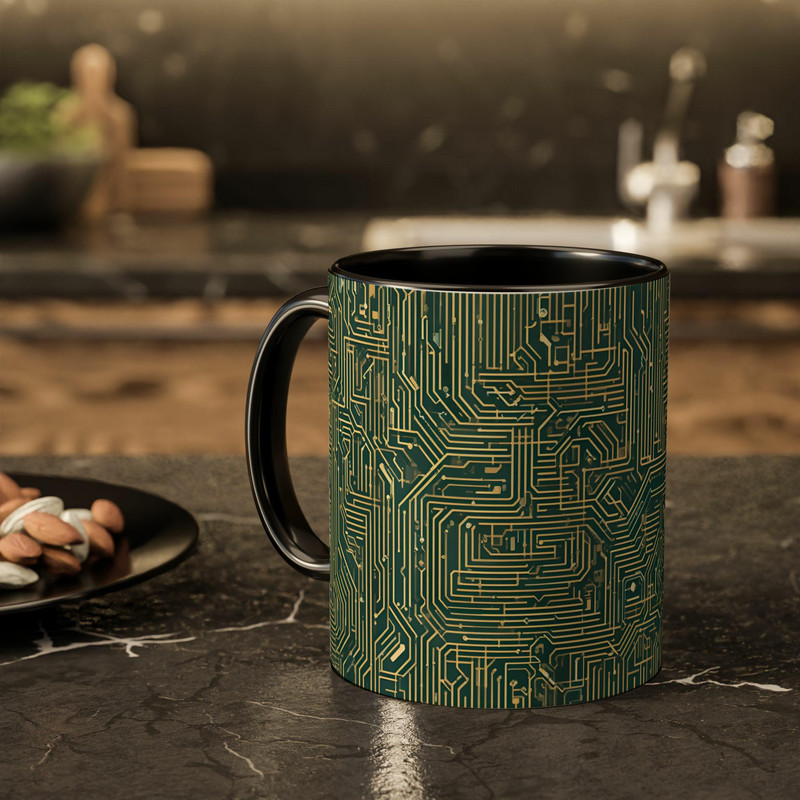 فاکس شاپ ماگ مدل دسته رنگی طرح مدار چاپی