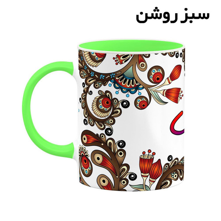 فاکس شاپ ماگ کاکتی مدل اسم اتابک طرح سنتی گل و بته کد mgh43262