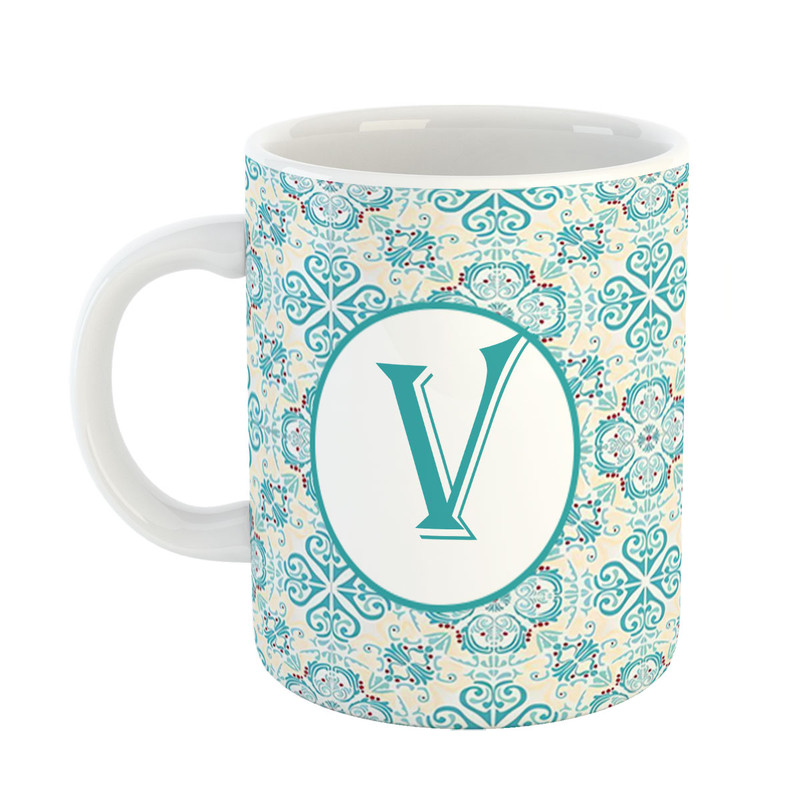 فاکس شاپ ماگ پادآفرین مدل فانتزی طرح حرف V کد 30