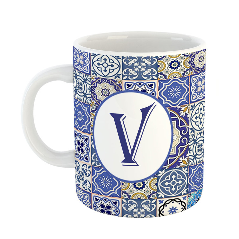 فاکس شاپ ماگ پادآفرین مدل فانتزی طرح حرف V کد 29