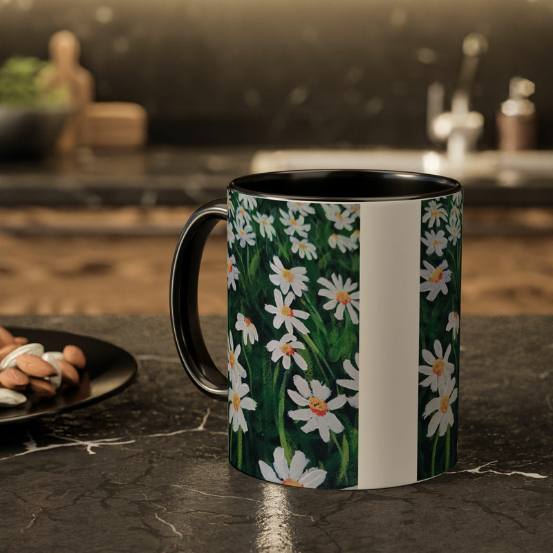 فاکس شاپ ماگ مدل دسته رنگی طرح گل بابونه
