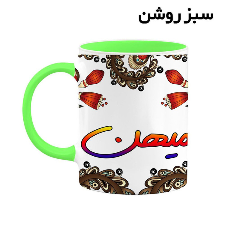 فاکس شاپ ماگ کاکتی مدل اسم میهن طرح سنتی گل و بته کد mgh47890
