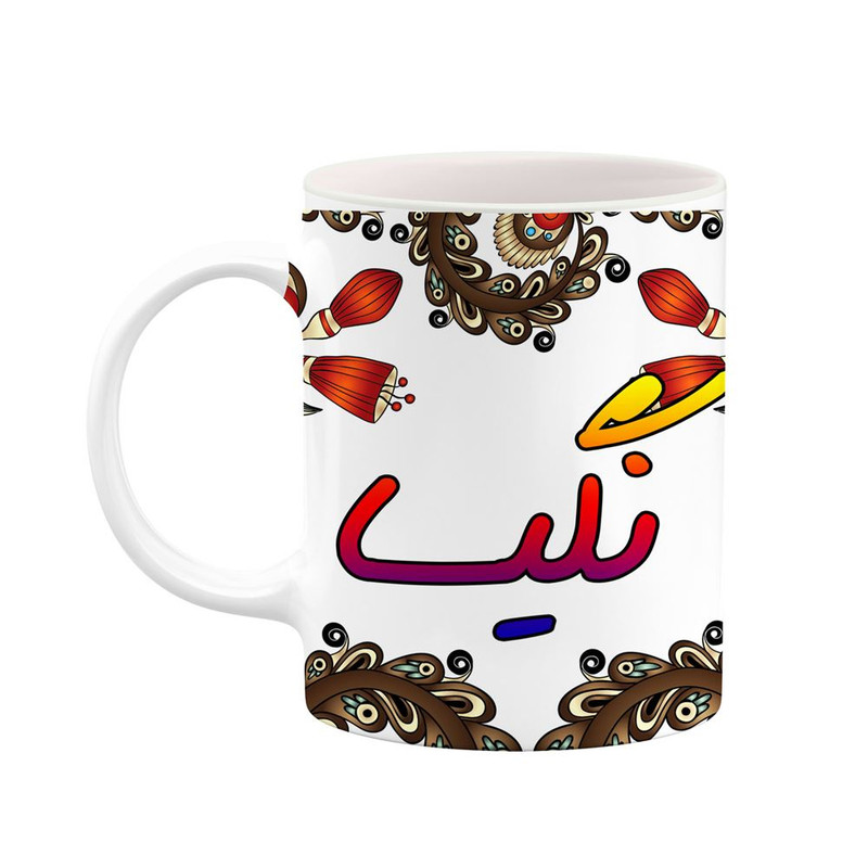 فاکس شاپ ماگ کاکتی مدل اسم نگیسا طرح سنتی گل و بته کد mgh48058
