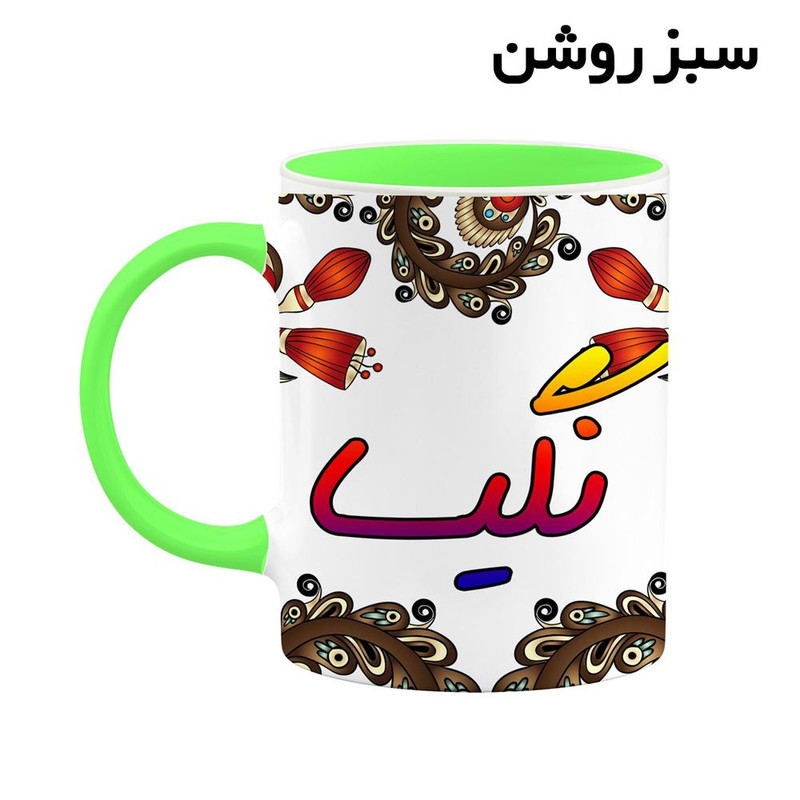 فاکس شاپ ماگ کاکتی مدل اسم نگیسا طرح سنتی گل و بته کد mgh48058