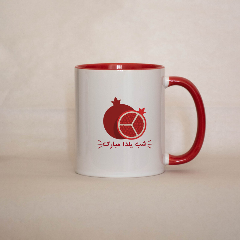 فاکس شاپ ماگ ژالینو طرح شب یلدا مبارک و انار کد 001