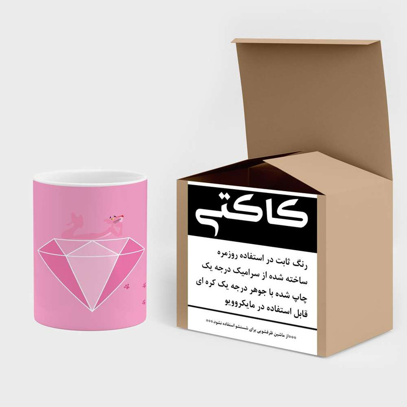فاکس شاپ ماگ کاکتی مدل کارتون پلنگ صورتی کد mgh23520