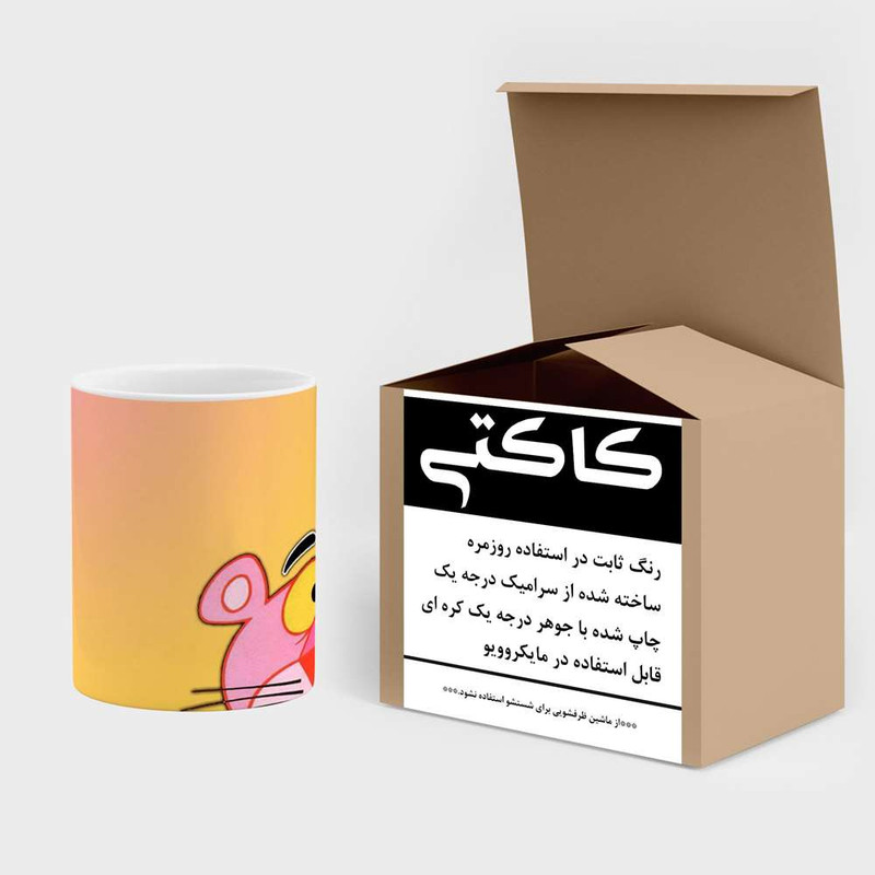 فاکس شاپ ماگ کاکتی مدل کارتون پلنگ صورتی کد mgh23508