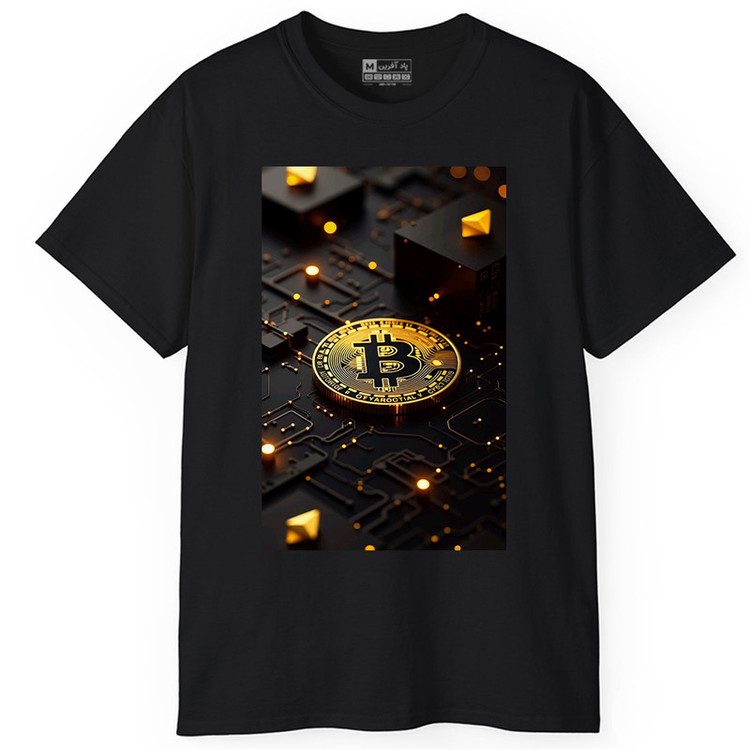 تی شرت آستین کوتاه یقه گرد مردانه پاد آفرین مدل ارز دیجیتال بیت کوین کریپتو کد 1627