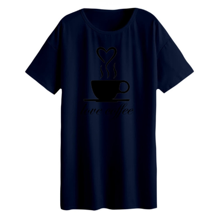 تیشرت لانگ زنانه مدل love coffee