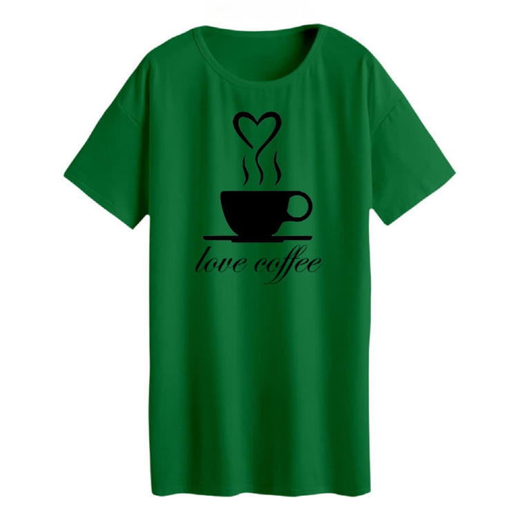 تیشرت لانگ زنانه مدل love coffee