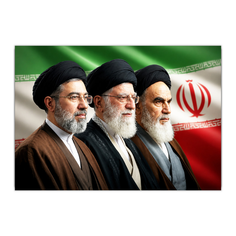 تابلو شاسی مدل رهبر انقلاب امام خمینی و رهبر شهید حضرت آیت الله خامنه ای و آیت الله سیدمجتبی خامنه ای