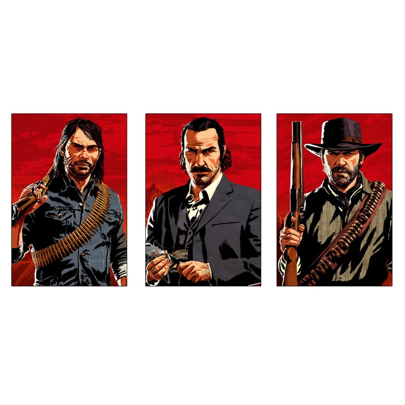 تابلو شاسی طرح بازی Red dead redemption 2 کد 1413مجموعه سه عددی