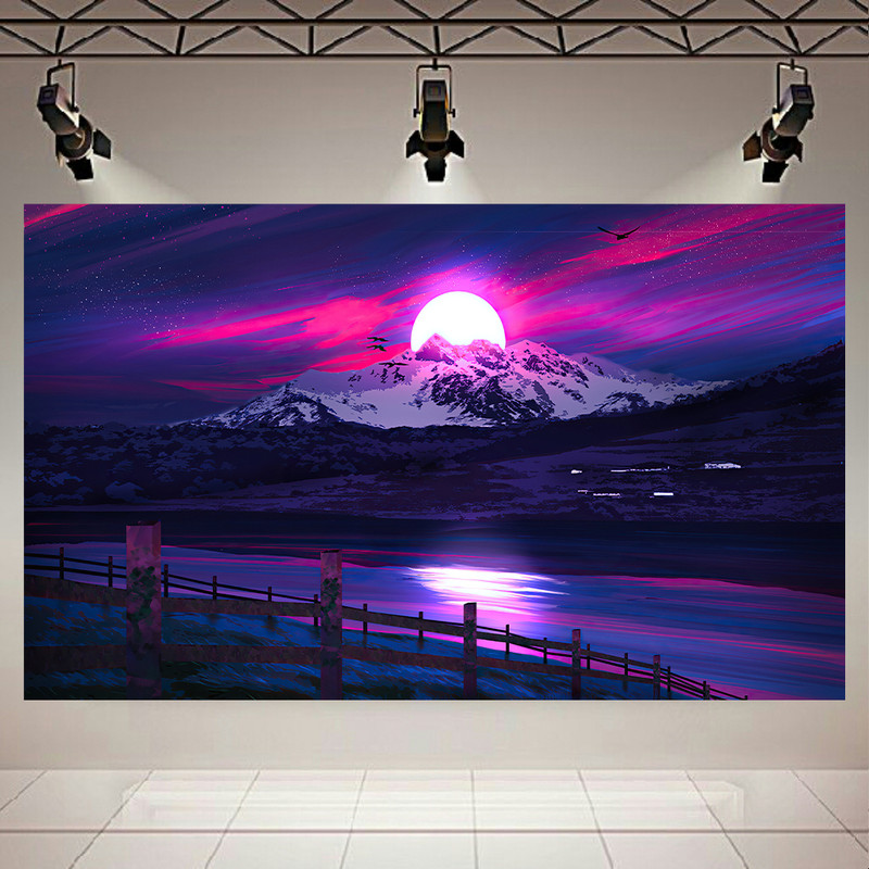 تابلو شاسی طرح بلک لایت غروب مدل مینیمال کد AR31028