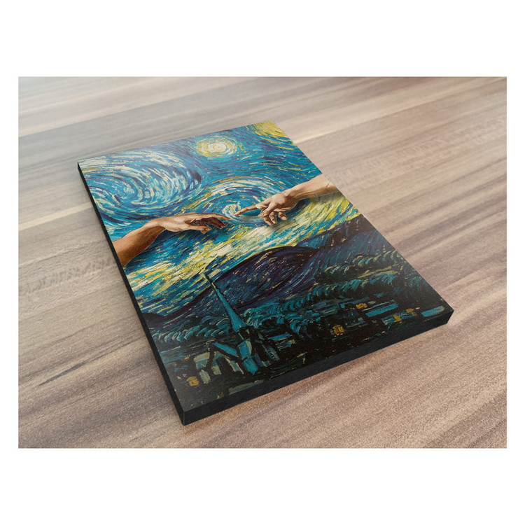 تابلو شاسی گوفی مدل نقاشی دست های خدایان مایکل انجلو با تم ونگوک Van Gogh Art 4k کد HAND46