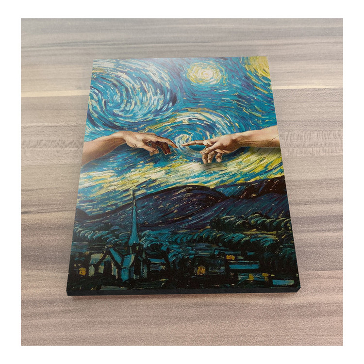 تابلو شاسی گوفی مدل نقاشی دست های خدایان مایکل انجلو با تم ونگوک Van Gogh Art 4k کد HAND46