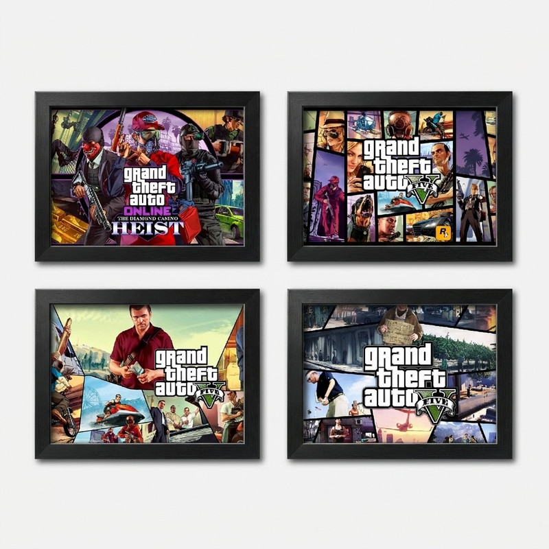 تابلو مدل جی تی ای 5 وی طرح gta v  مجموعه 4 عددی
