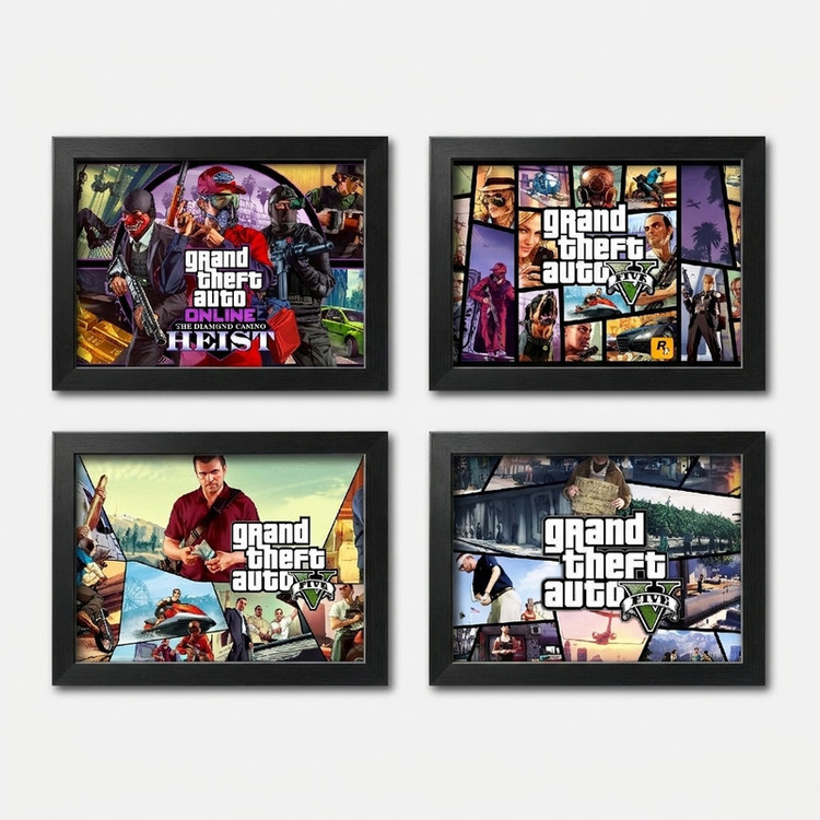 تابلو مدل جی تی ای 5 وی طرح gta v مجموعه 4 عددی