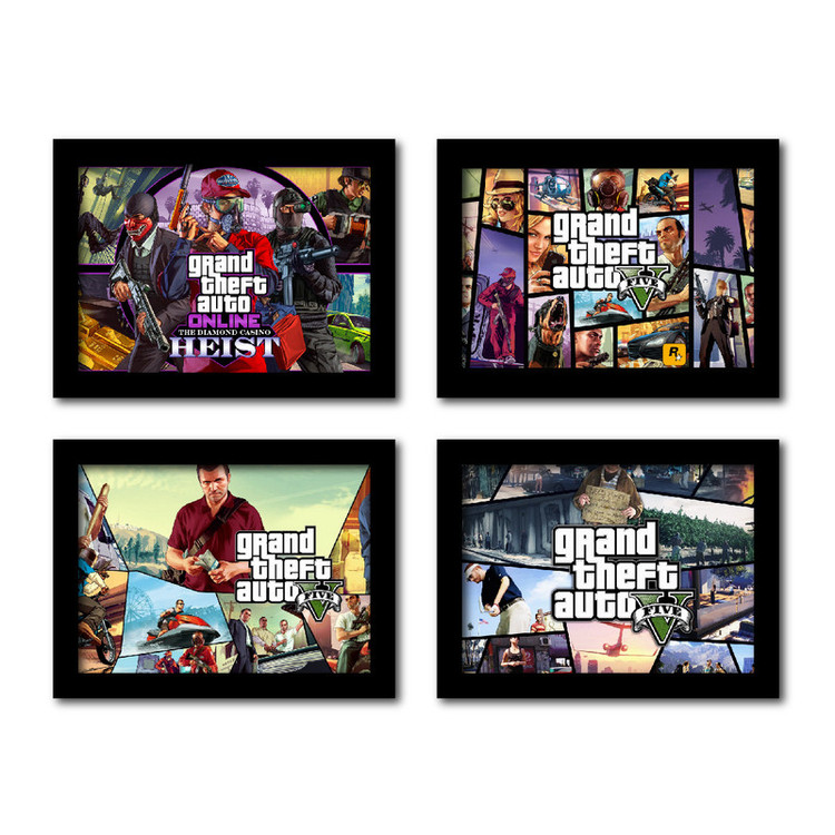 تابلو مدل جی تی ای 5 وی طرح gta v مجموعه 4 عددی
