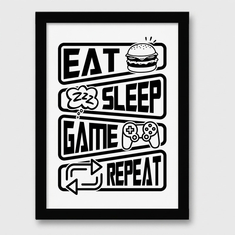 تابلو دیواری مدل گیمینگ طرح  Eat Sleep Game Repeat کد FD291