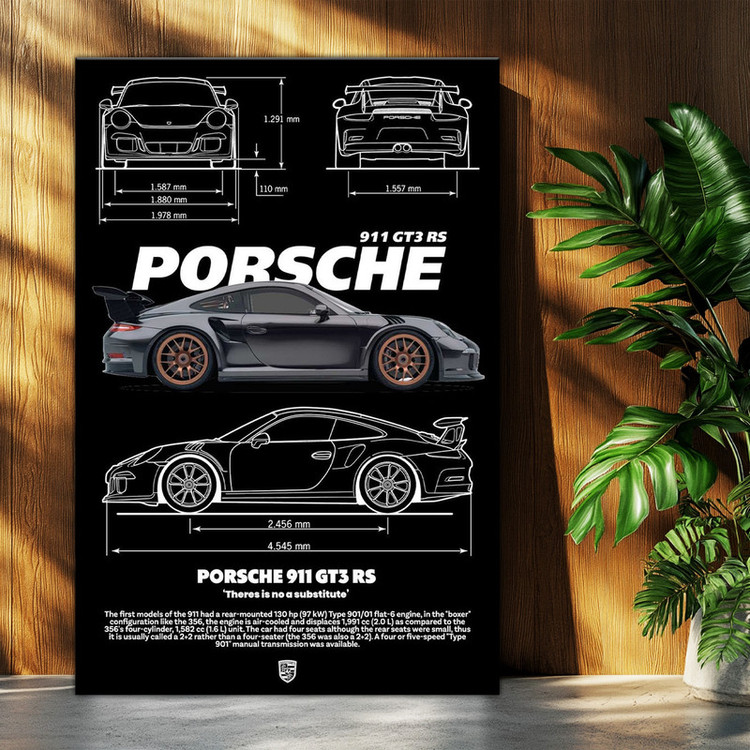 تابلو شاسی بکلیت طرح ماشین و خودرو پورشه PORSCHE 911 GT3 RS مدل T-po1568