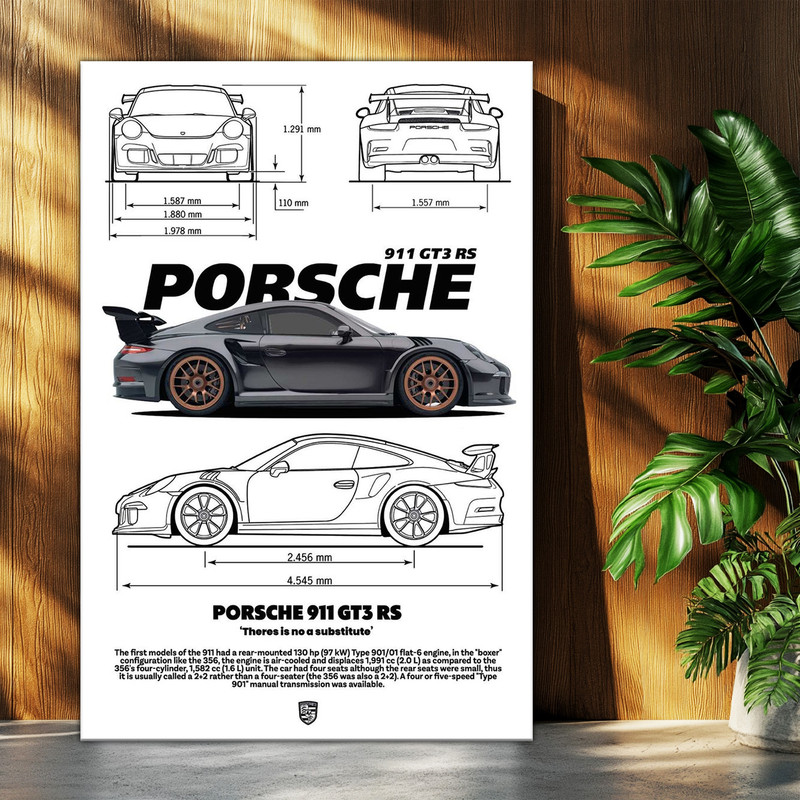 تابلو شاسی بکلیت طرح ماشین و خودرو پورشه PORSCHE 911 GT3 RS مدل T-po1557