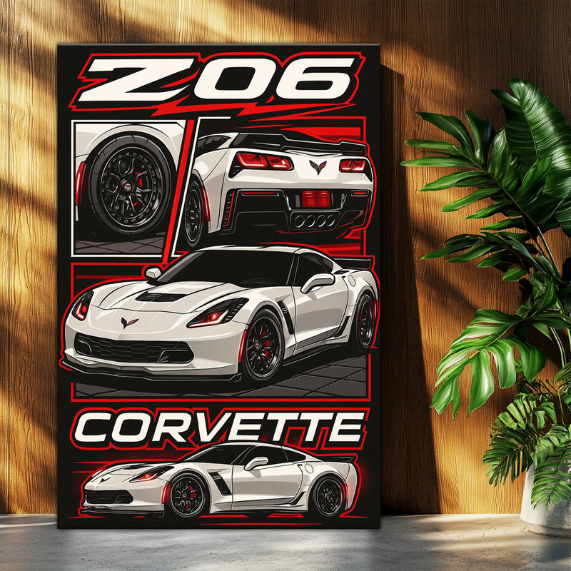 تابلو شاسی بکلیت طرح ماشین و خودرو شورلت Chevrolet Corvette Z06 مدل T-po1676