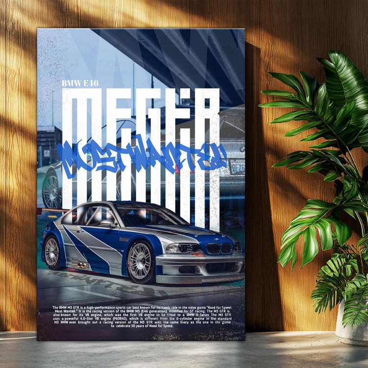تابلو شاسی بکلیت طرح ماشین و خودرو بی ام و BMW M3 GTR NEED FOR SPEED MOST WANTED مدل T-po1669