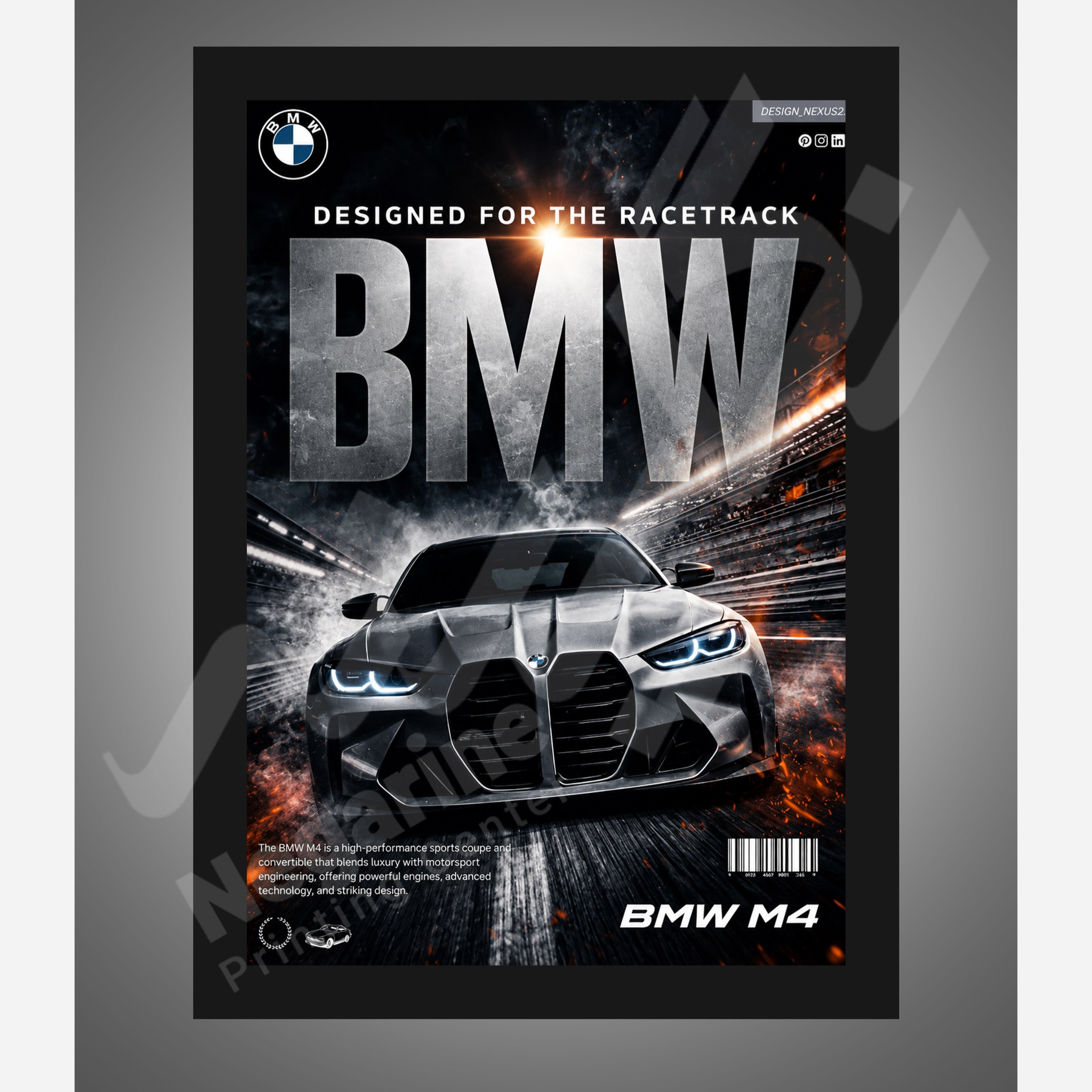 تابلو ماشین BMW M4 سایز A4