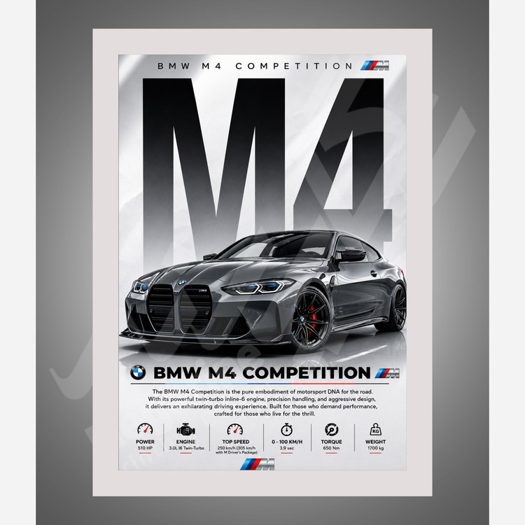 تابلو ماشین مشخصات BMW M4 سایز A4