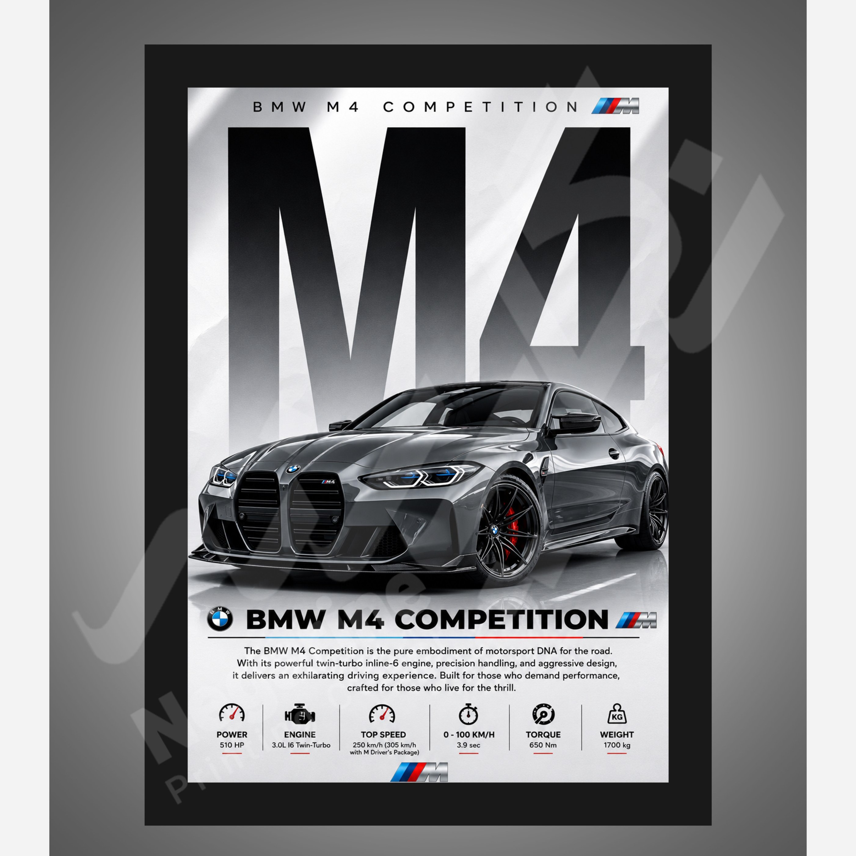 تابلو ماشین مشخصات BMW M4 سایز A4
