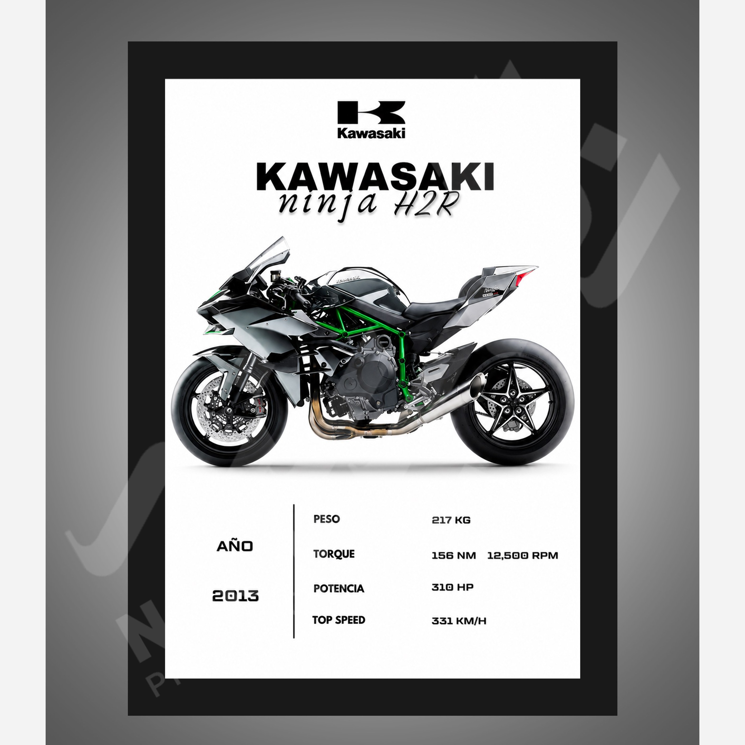 تابلو تزئینی موتورسیکلت Kavasaki ninja H2R