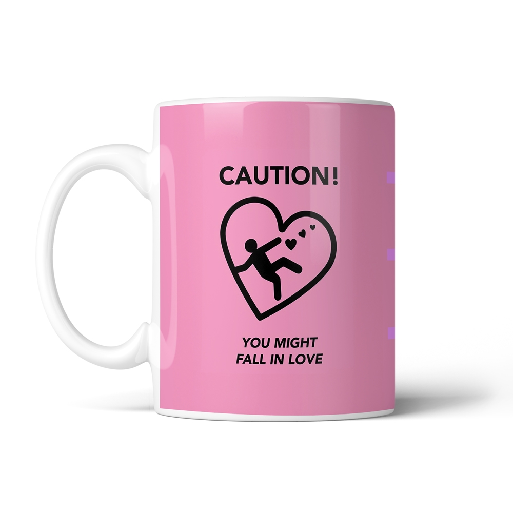 ماگ عاشقانه طرح CAUTION کد SM-27013