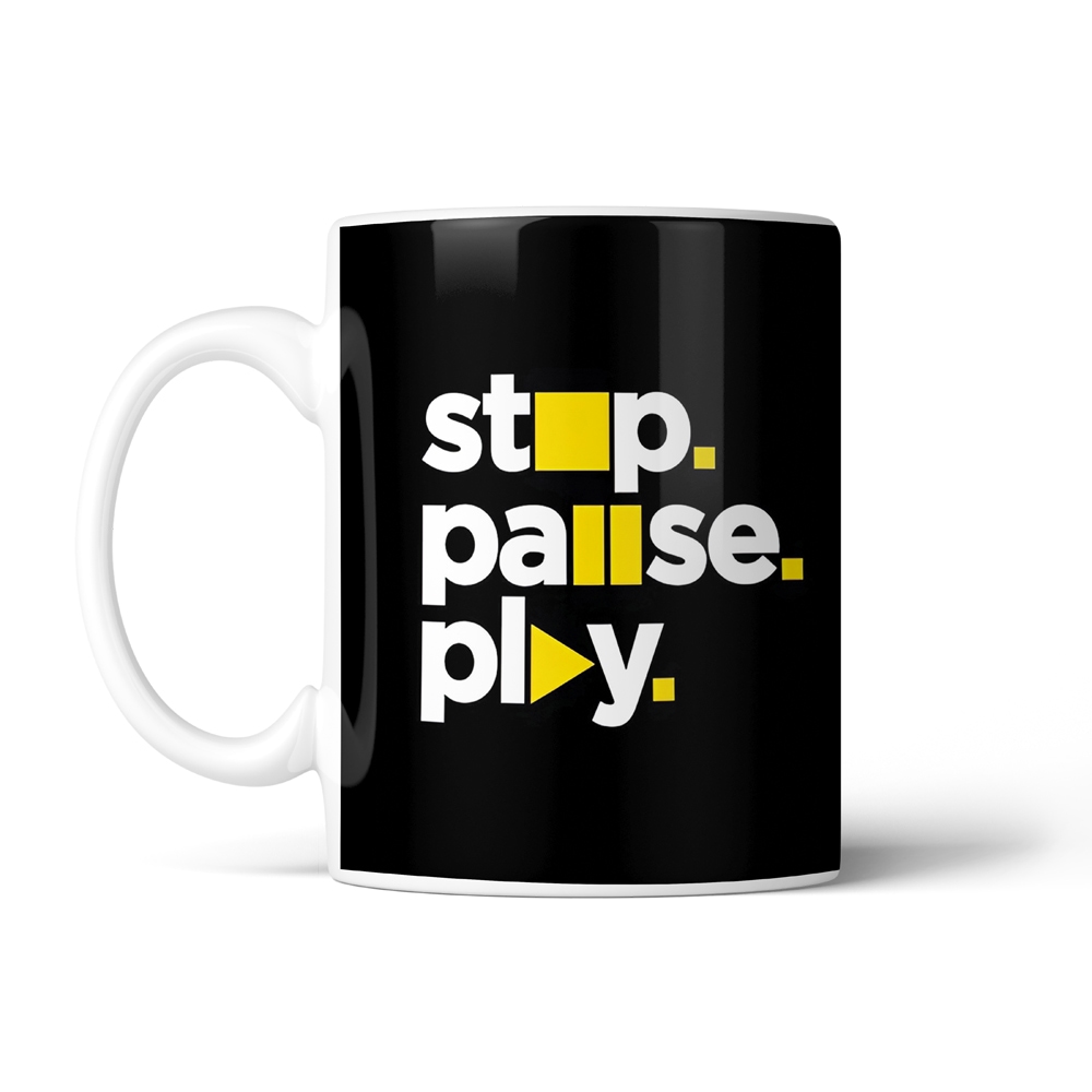 ماگ تایپوگرافی طرح stop pause play کد SM-15064
