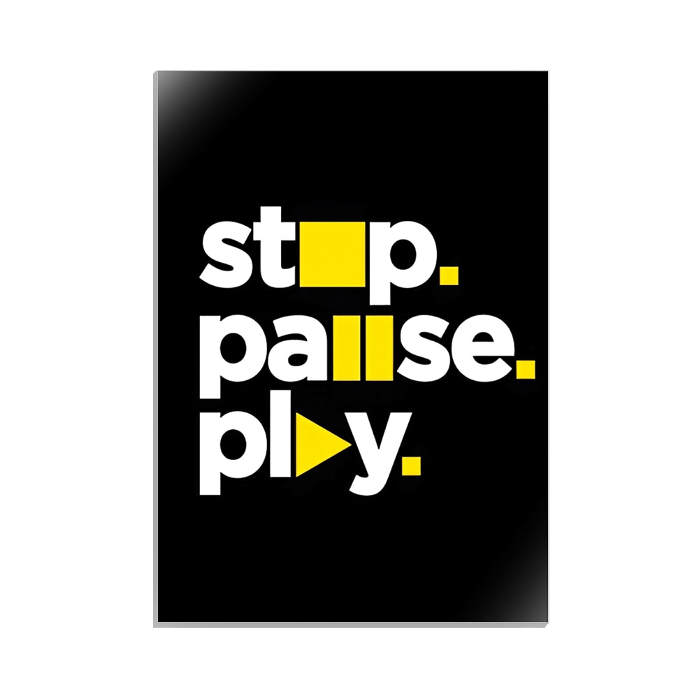 متال پوستر تایپوگرافی طرح stop pause play کد MP-15064