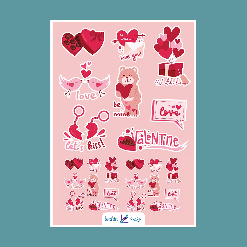 استیکر عاشقانه طرح LOVE کد STNC-27004 (بدون برش)